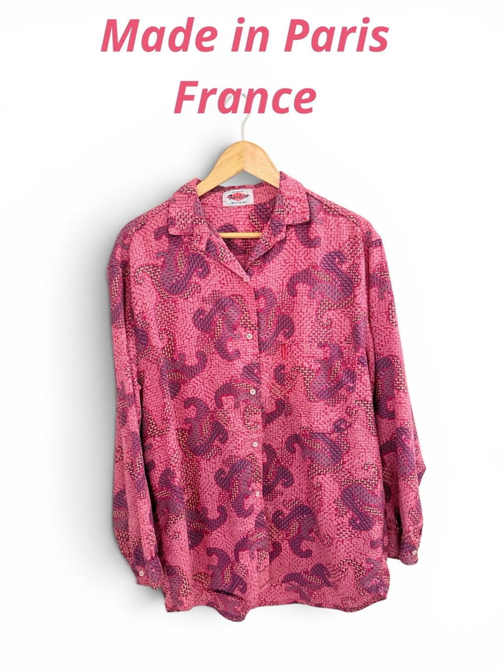 Vintage French Geometric Abstract Men’s Shirt  Large